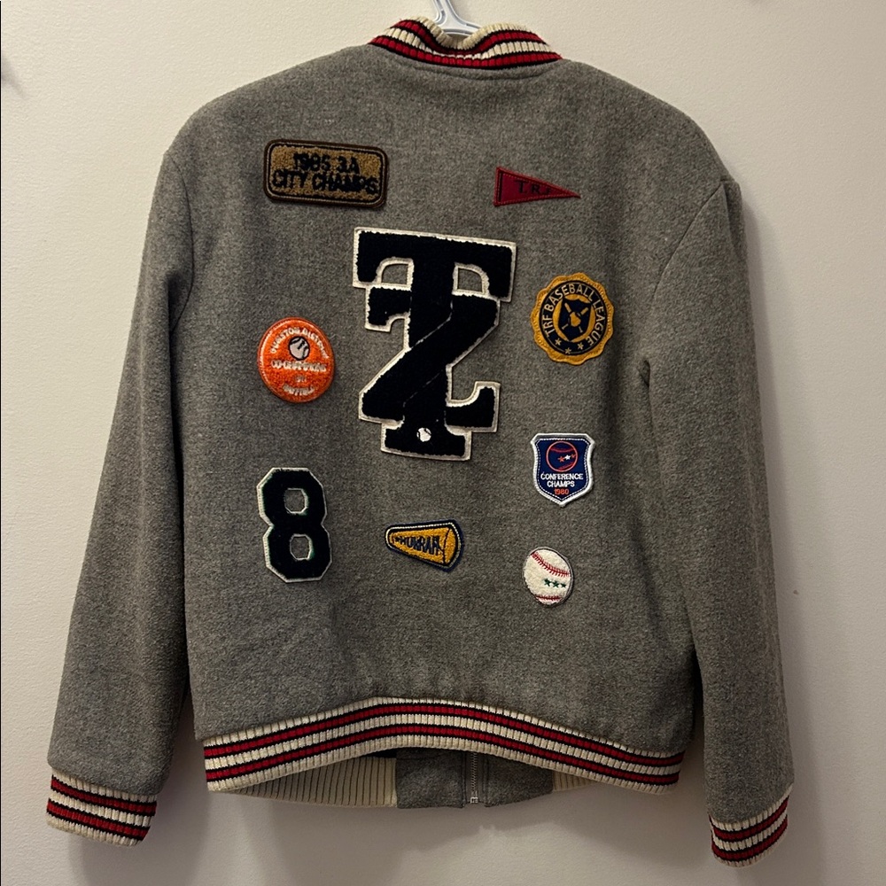 Zara Gray Jacket with Red and Yellow Details